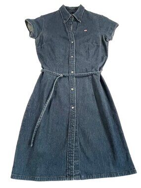 Ralph Lauren Polo Jeans Denim Shirt Dress M Belted Button Front